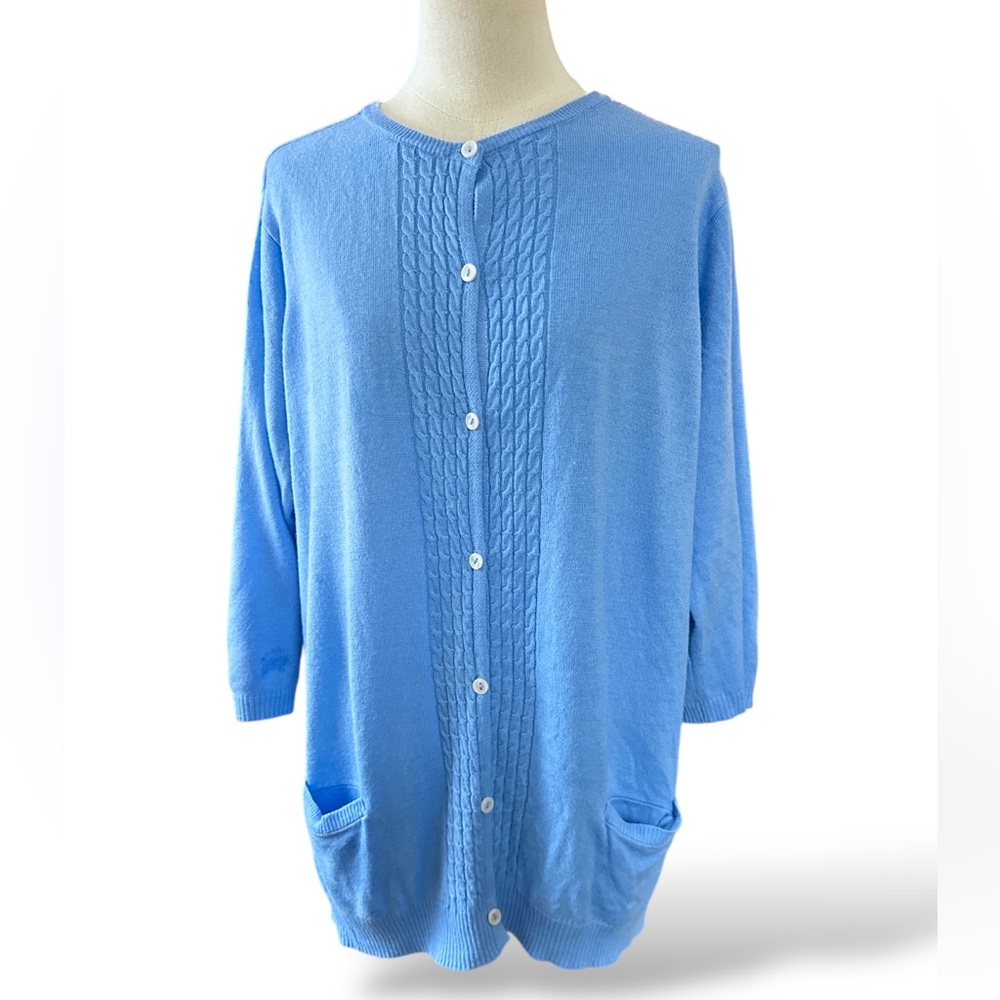Vintage National Sky Blue Button-Up Cardigan Women’s‎ Size 1X (E23)
